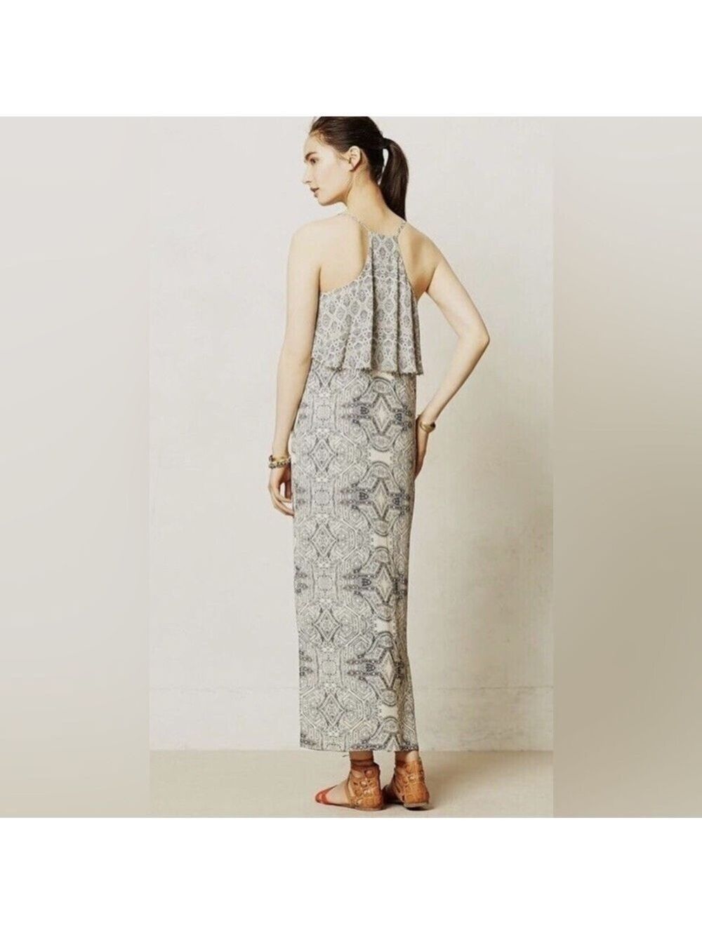 Anthropologie Vanessa Virginia Whimsigoth Animal Print maxi dress size 4 Boho